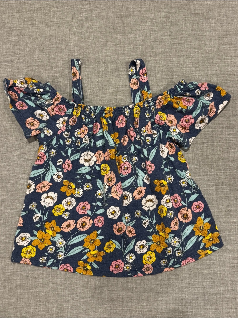 SO Navy Girls Floral Spaghetti Strap Top Size S 7 Pink Blue Summer Tank Top